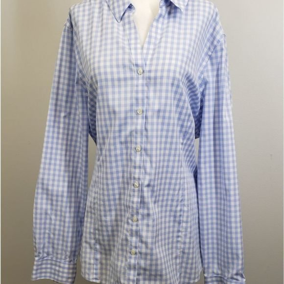 Alfred Sung Blue Checkered Button Up XXL - Picture 3 of 10